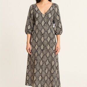 Velvet Torch Snake Print Midi Dress — Size L (NWT)